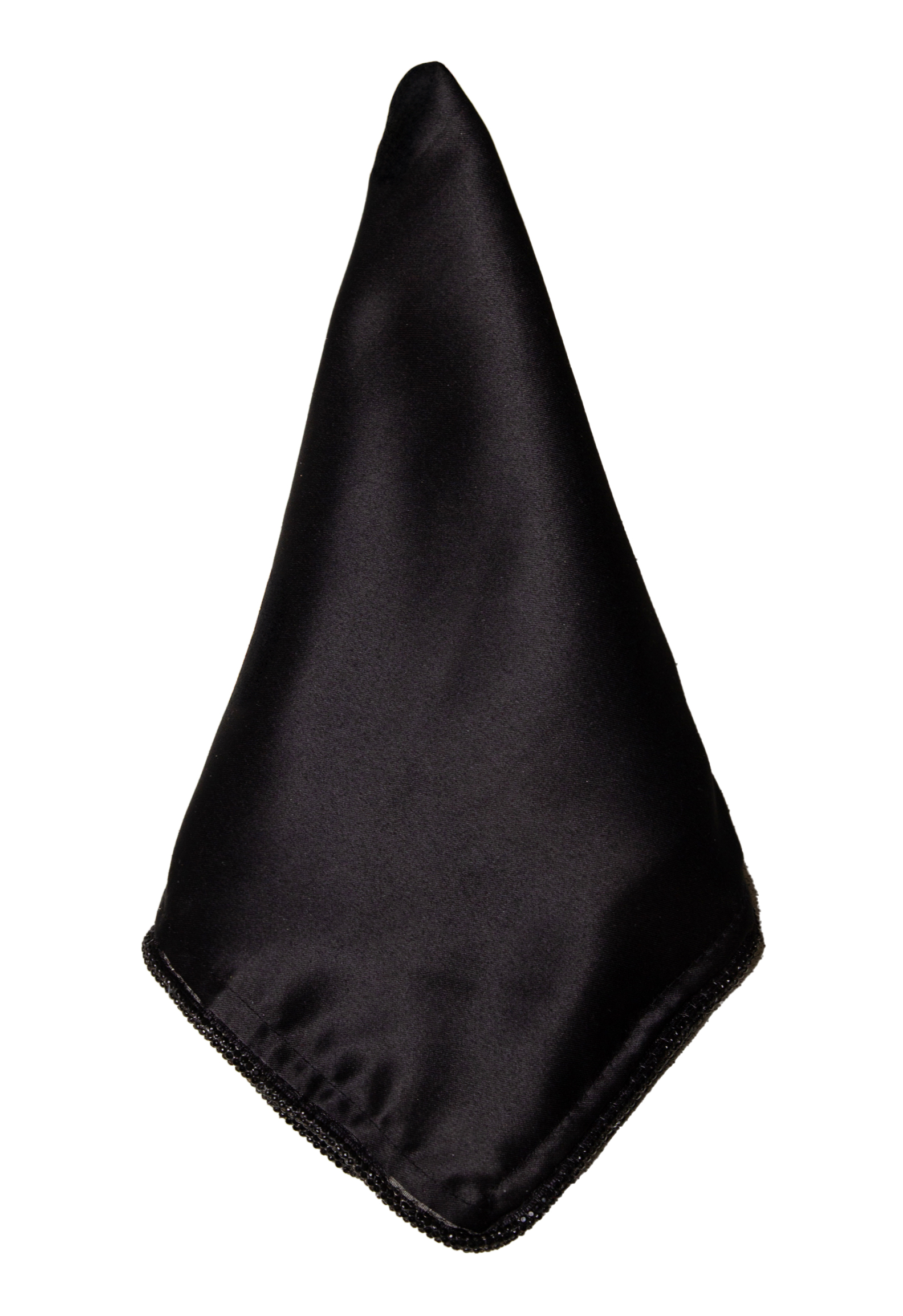 Салфетка Сатин Премиум, черная с бусинами