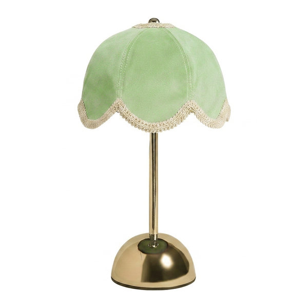 Лампа Дом Цветочек, золото + велюр весенняя зелень + молочная тесьма