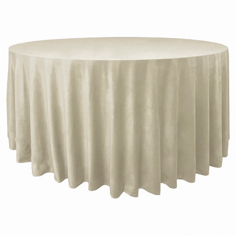 Скатерть велюр, круглая, песочная - Фото миниатюра 1