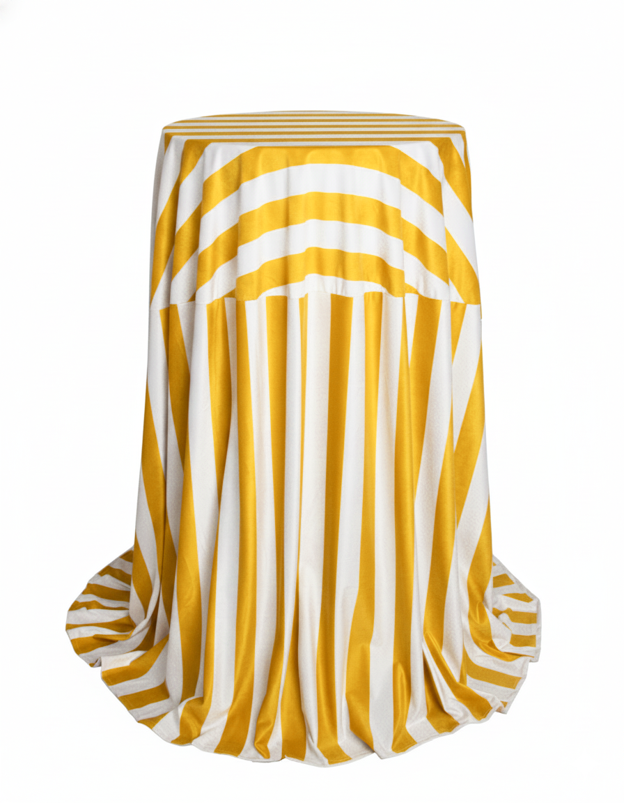 Скатерть для коктейльного столика, желто-белая полоска