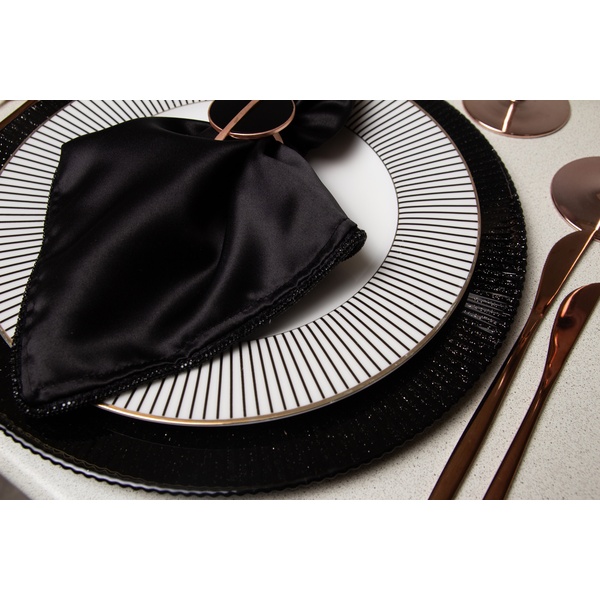Салфетка Сатин Премиум, черная с бусинами - изображение 4