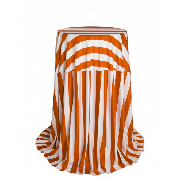 Скатерть для коктейльного столика, оранжево-белая полоска 