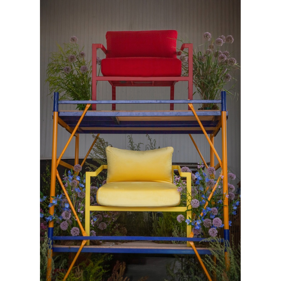 Кресло Huggi, Красный бархат + Red Teddy - Фото миниатюра 3