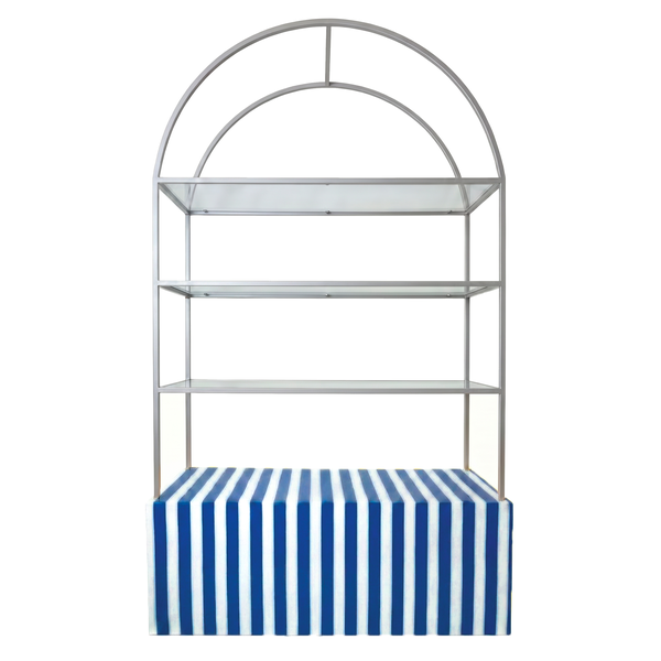 Стеллаж Арчи Серебро, перекрас + тумба сине-белая полоска