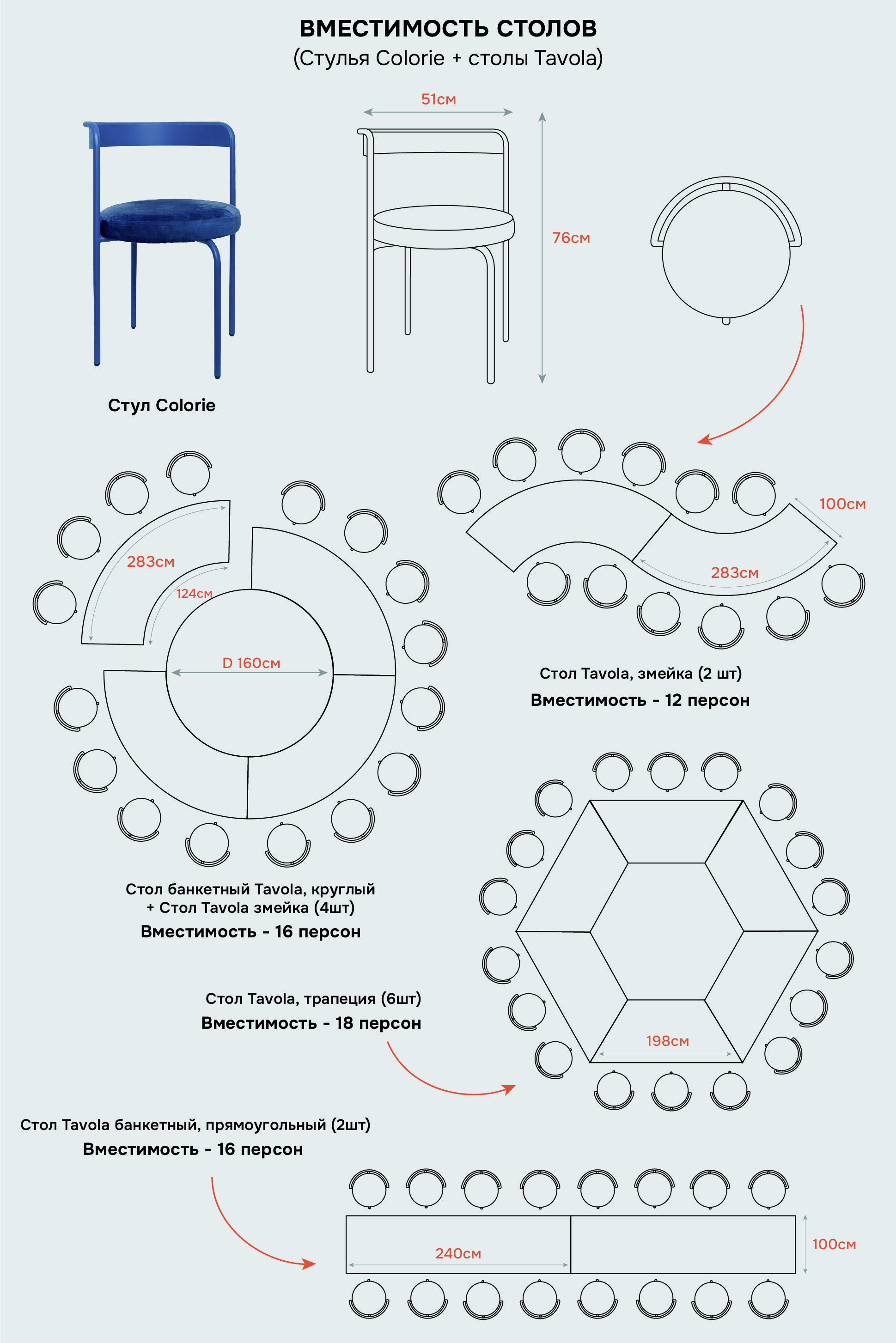 Стол Тавола банкетный, прямоугольный