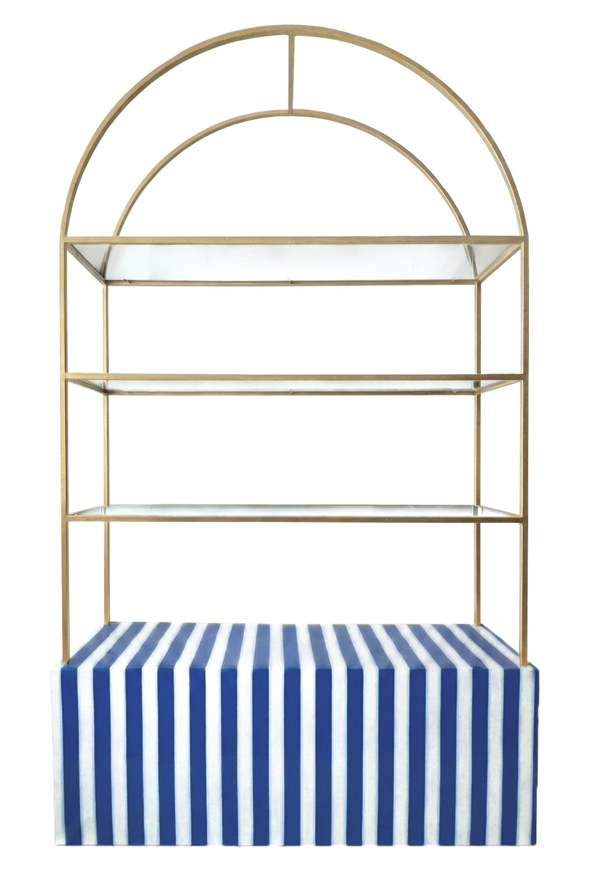 Стеллаж Арчи Золото + тумба сине-белая полоска