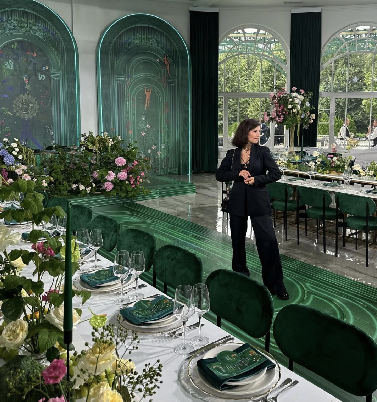 Стул Модерн Черный, Натуральный ротанг + Изумрудный