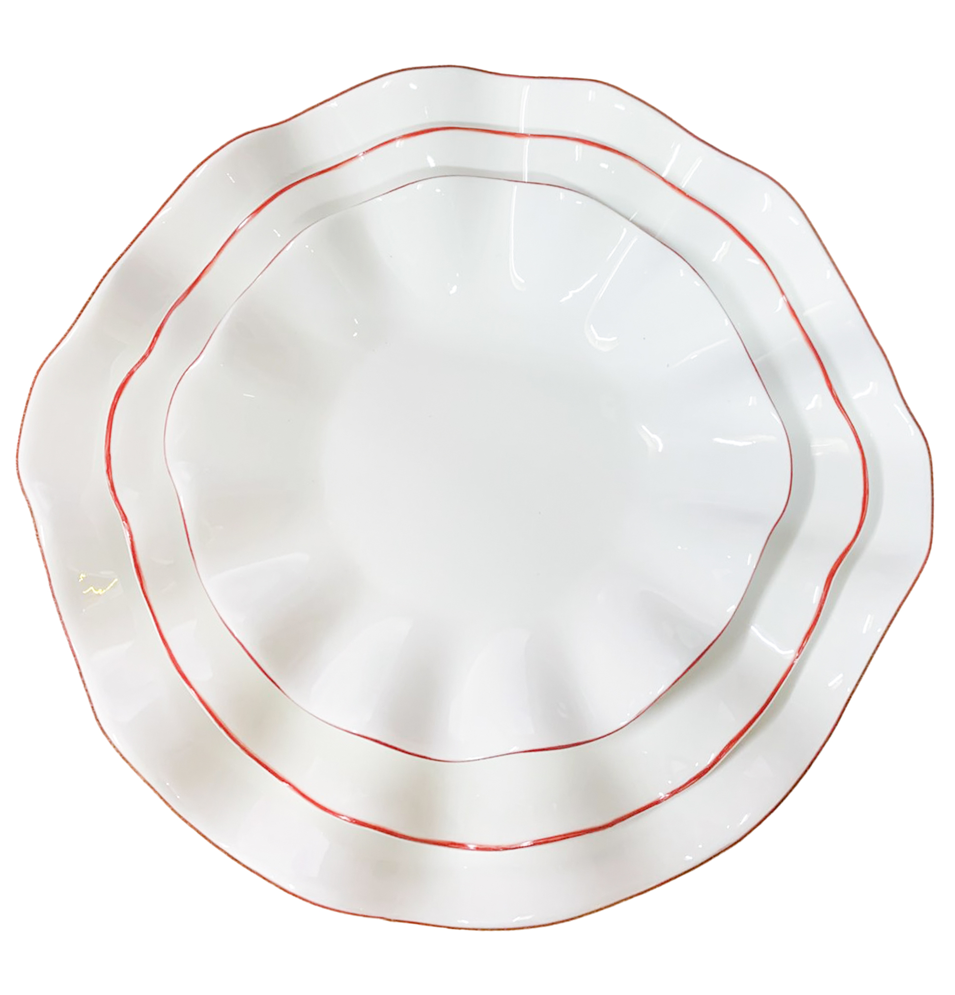 Сервировочная тарелка Lotus red rim  - Фото миниатюра 2