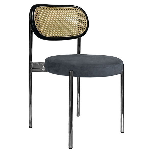 Стул Модерн Серебро, Ротанг в черной раме + графит
