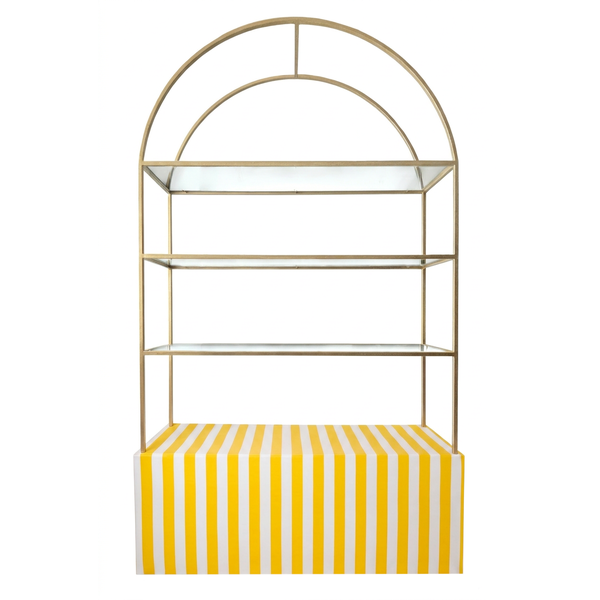Стеллаж Арчи Золото + тумба желто-белая полоска  - Фото 1
