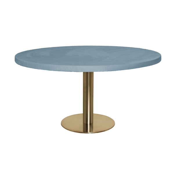 Стол Твист Круглый 43см, Золото + столешница, 90 см Серо-голубая