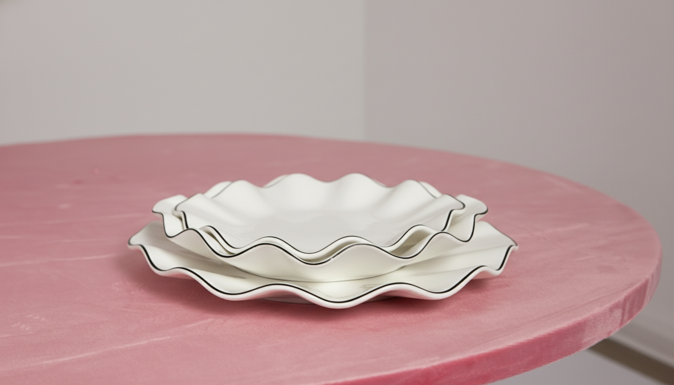 Порционная тарелка Лотос с черной каймой С