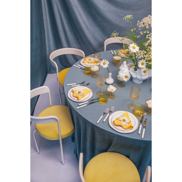 Скатерть велюр, круглая, серо-голубая - Фото 9