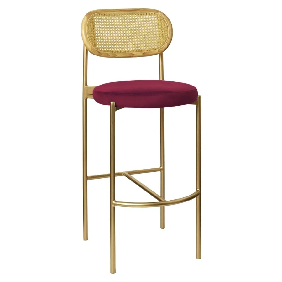 Стул барный Modern Comfy, Natural Rotango+ Bordeaux (любой цвет каркаса)   - Фото миниатюра 1