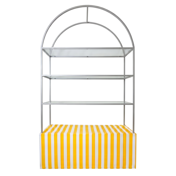 Стеллаж Арчи Серебро, перекрас + тумба желто-белая полоска   