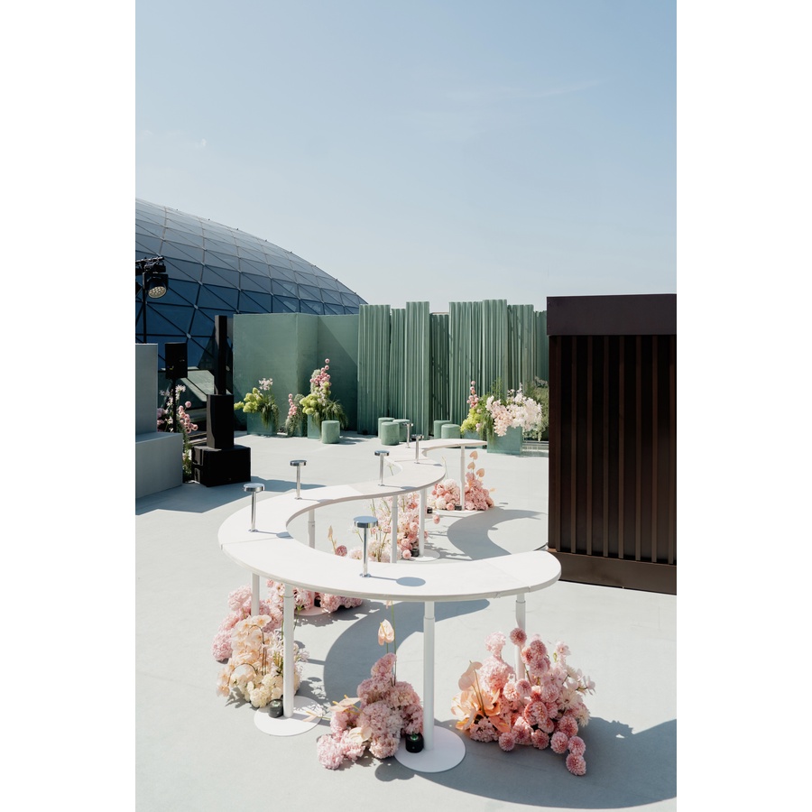 Стол коктейльный Twist Petal, Рафаэлло + Кремовый бисквит  (телескопическая нога) - Фото миниатюра 7