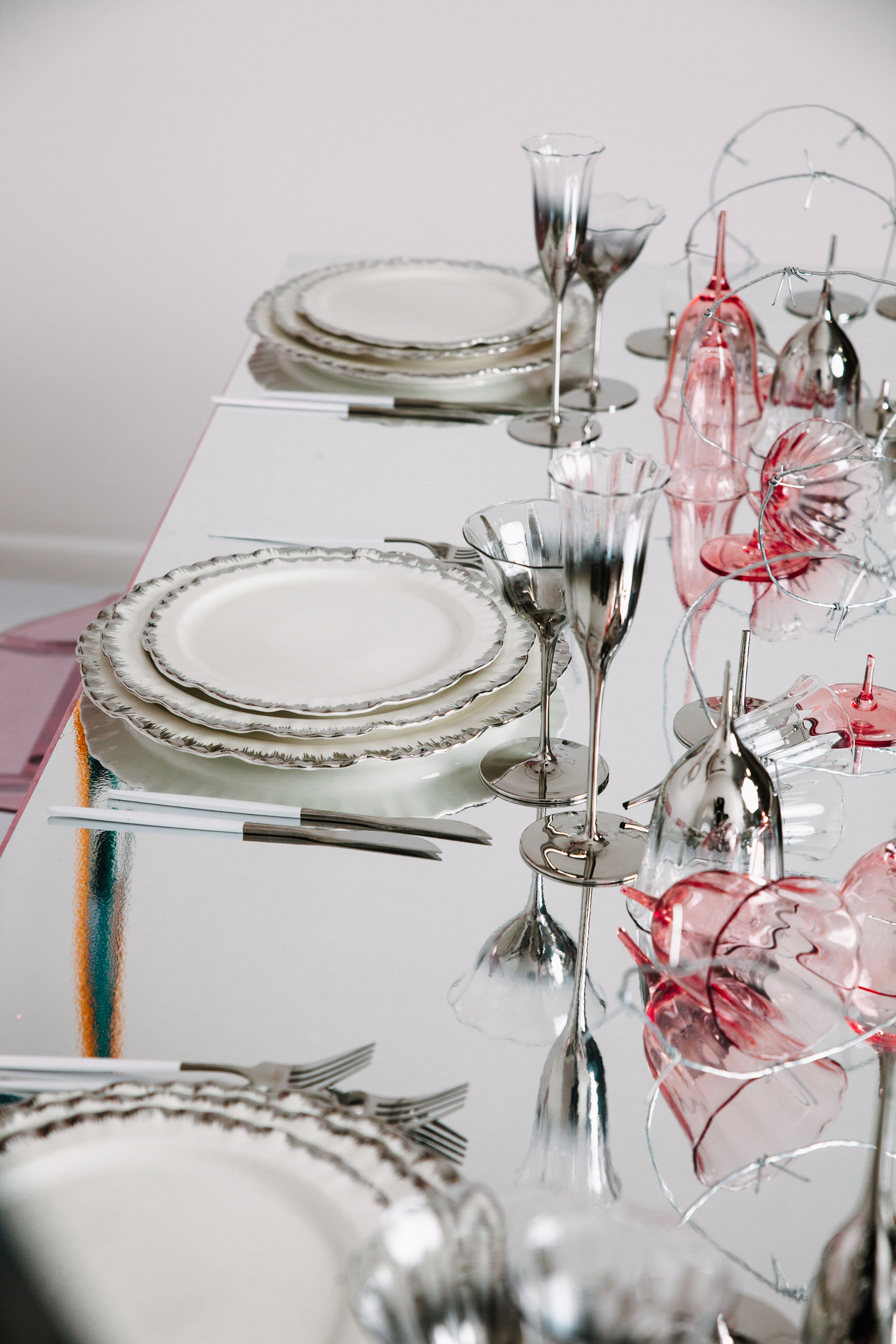 Сет порционных тарелок Подсолнух Серебро