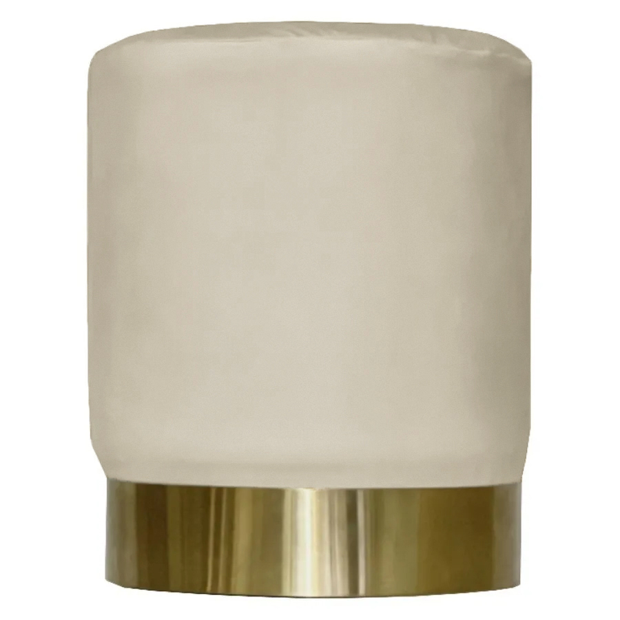 Пуф Цилиндр Золотой обод, песочный велюр.