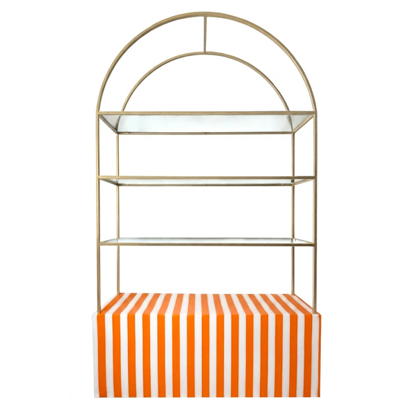 Стеллаж Арчи Золото + тумба оранжево-белая полоска   - Фото 1