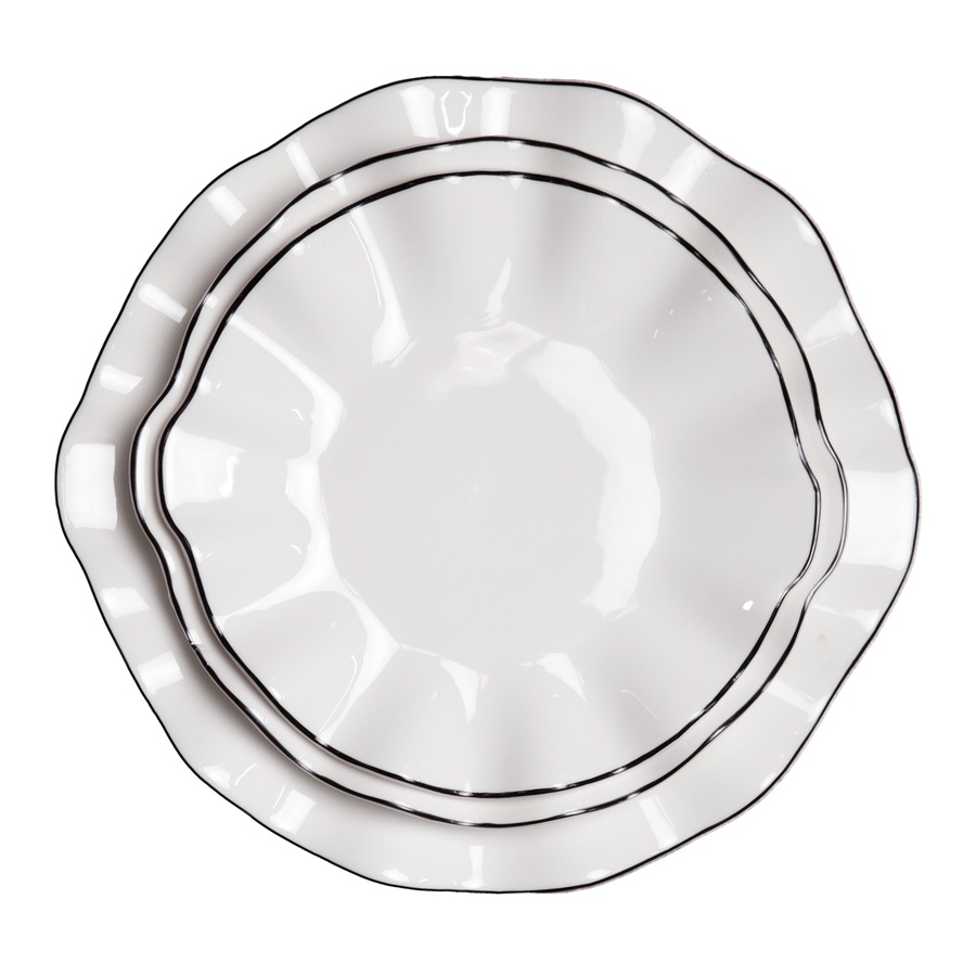 Сет порционных тарелок Lotus black rim  - Фото миниатюра 1