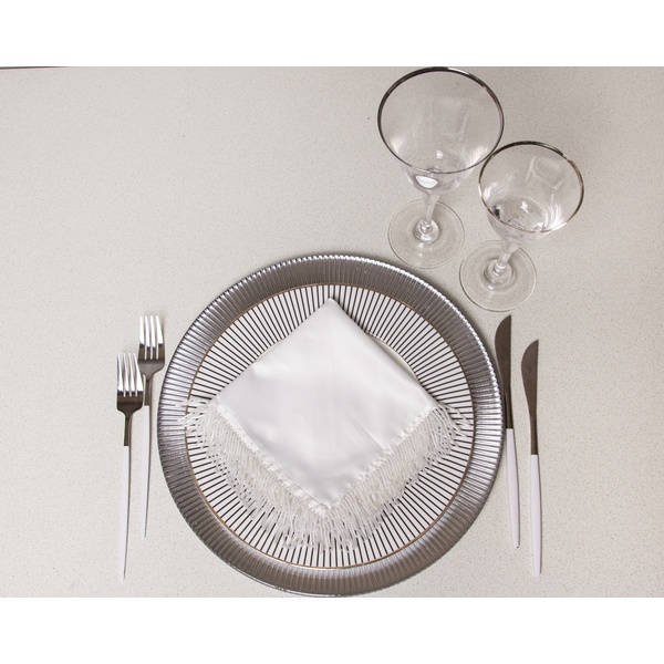 Салфетка Сатин Премиум, белая с бисером - изображение 2