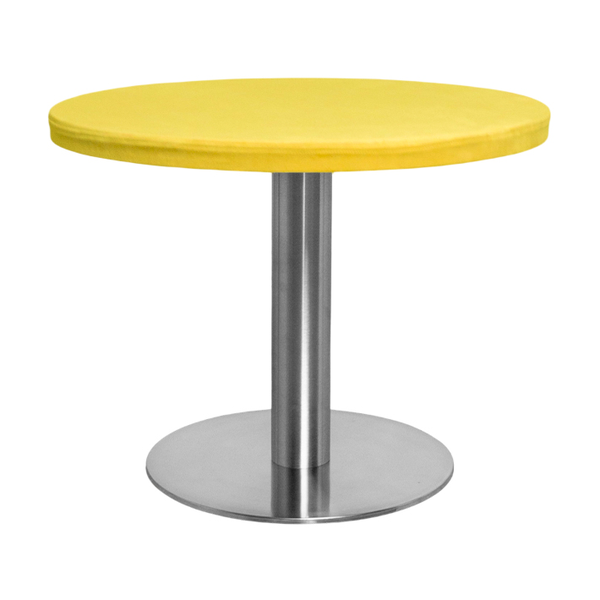 Стол Твист Круглый 43см, Серебро + столешница, 60 см Желтая субмарина