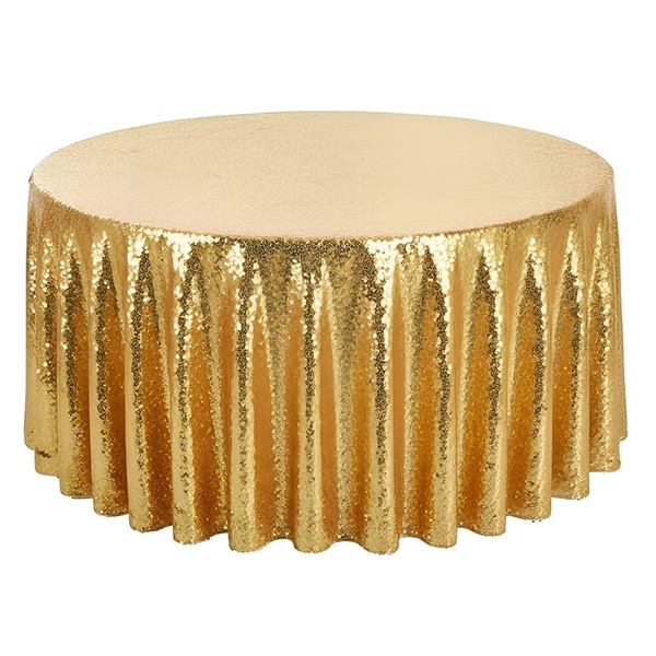 Скатерть с пайетками, круглая, золотая