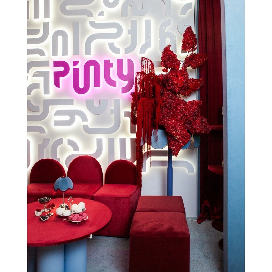 Пуф квадратный Точка, велюр, Бордо