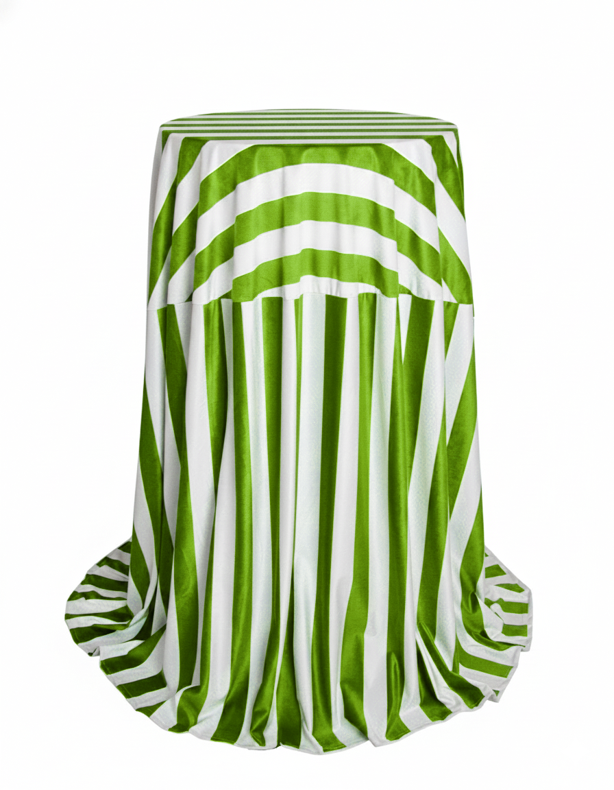 Скатерть для коктейльного столика, зелено-белая полоска