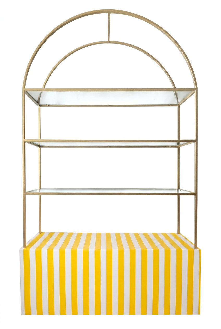 Стеллаж Арчи Золото + тумба желто-белая полоска 