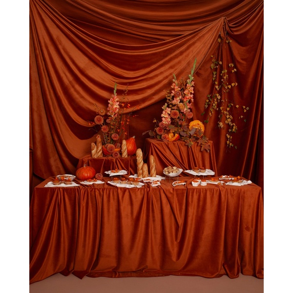 Скатерть велюр, прямоугольная, терракотовая - Фото 4