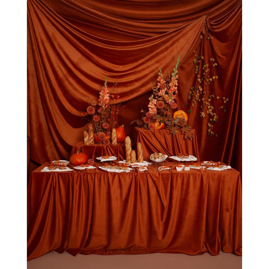 Скатерть велюр, прямоугольная, терракотовая - Фото миниатюра 4