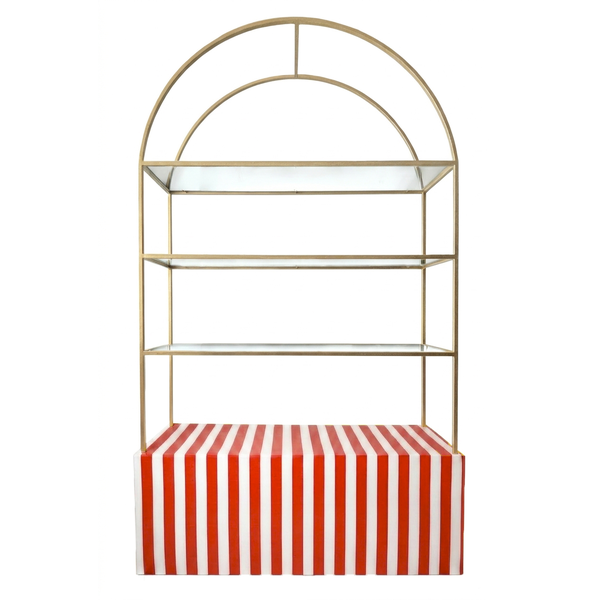 Стеллаж Арчи Золото + тумба красно-белая полоска   - Фото 1