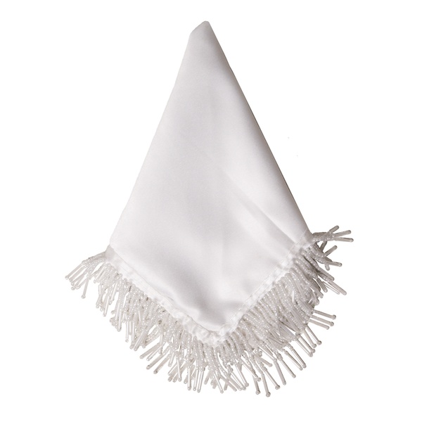 Салфетка Сатин Премиум, белая с бисером