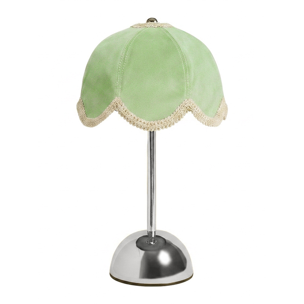 Лампа Дом Цветочек, серебро + велюр весенняя зелень + молочная тесьма (копия)