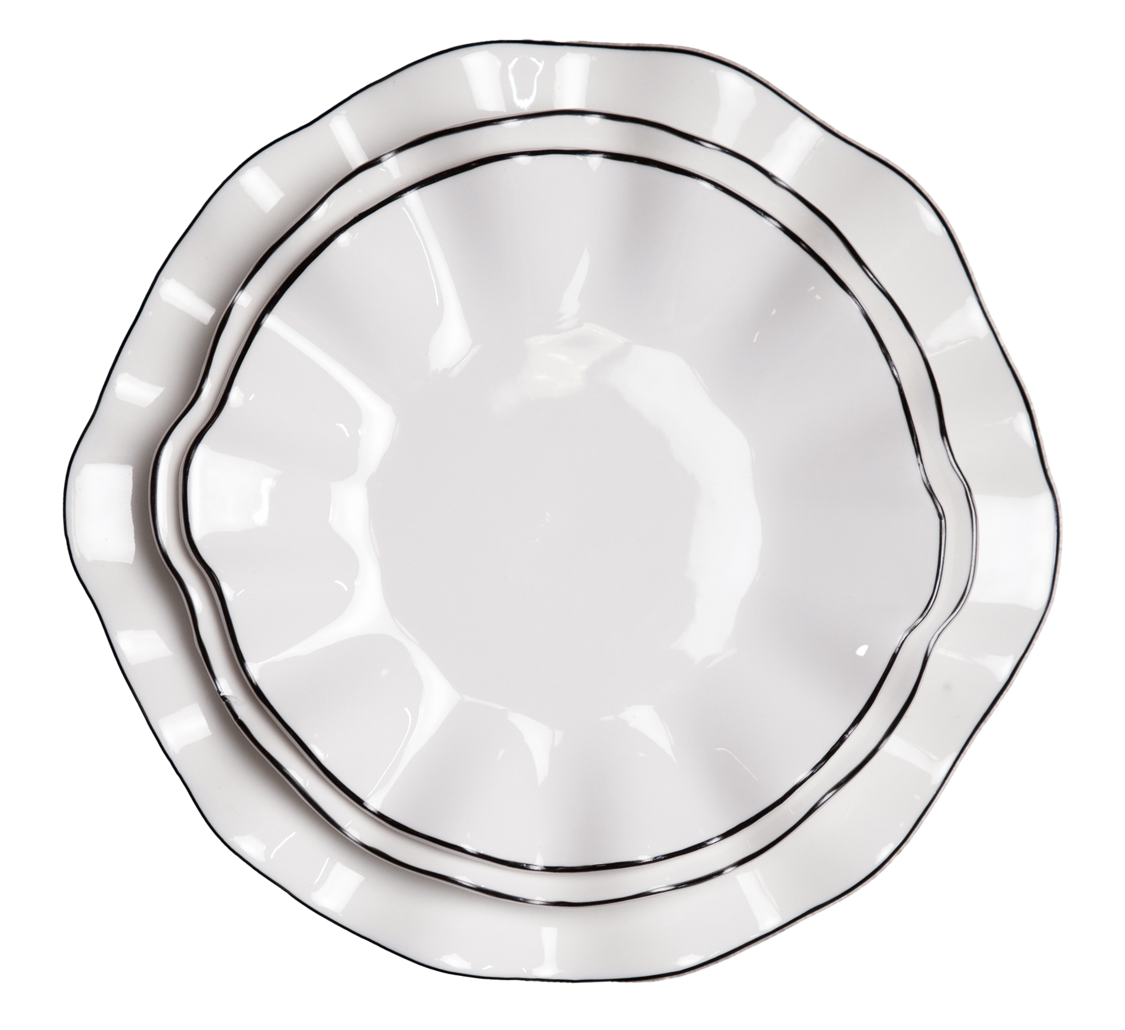 Сет порционных тарелок Лотос с черной каймой