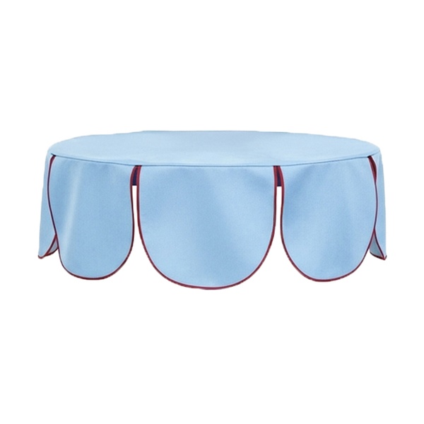 Шапочка "Да, капитан!" на коктейльный стол Твист Круглый, голубой + бордовая строчка, велюр, 60см