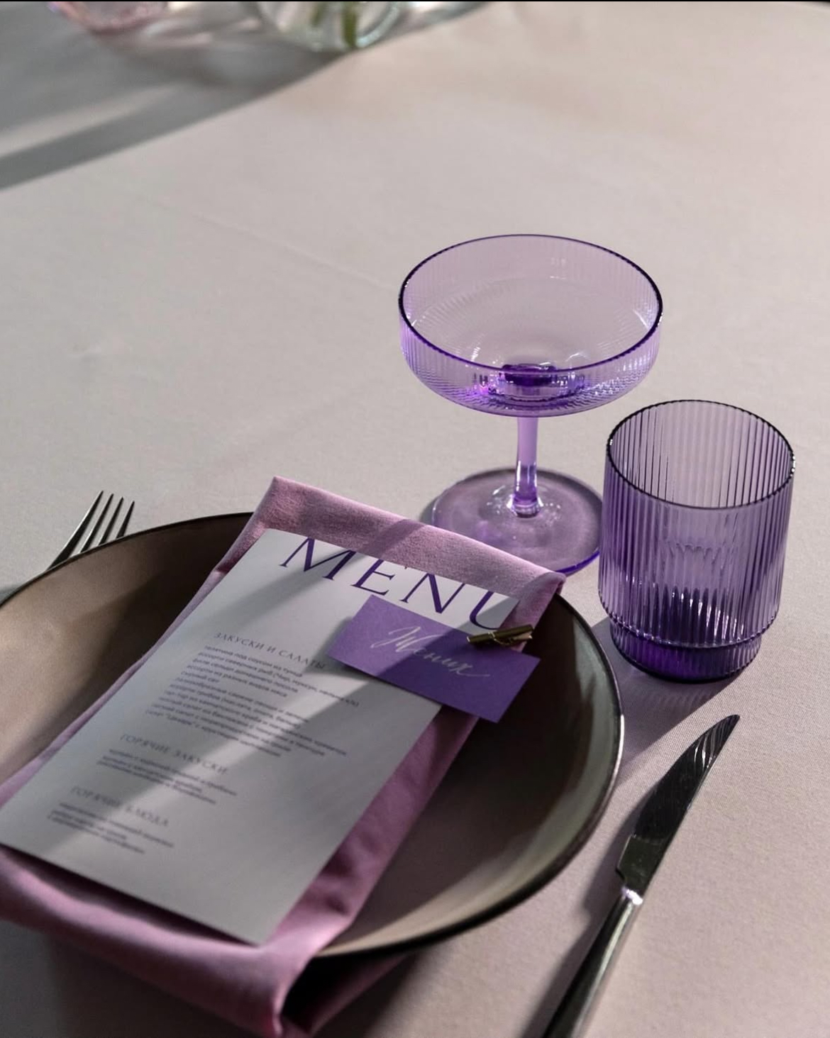 Салфетка из смесового льна, Глициния китайская