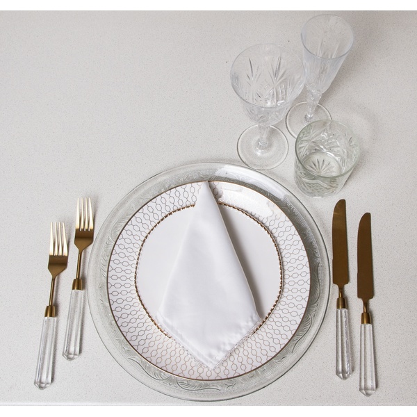 Салфетка Сатин Премиум, белая с бусинами - изображение 4