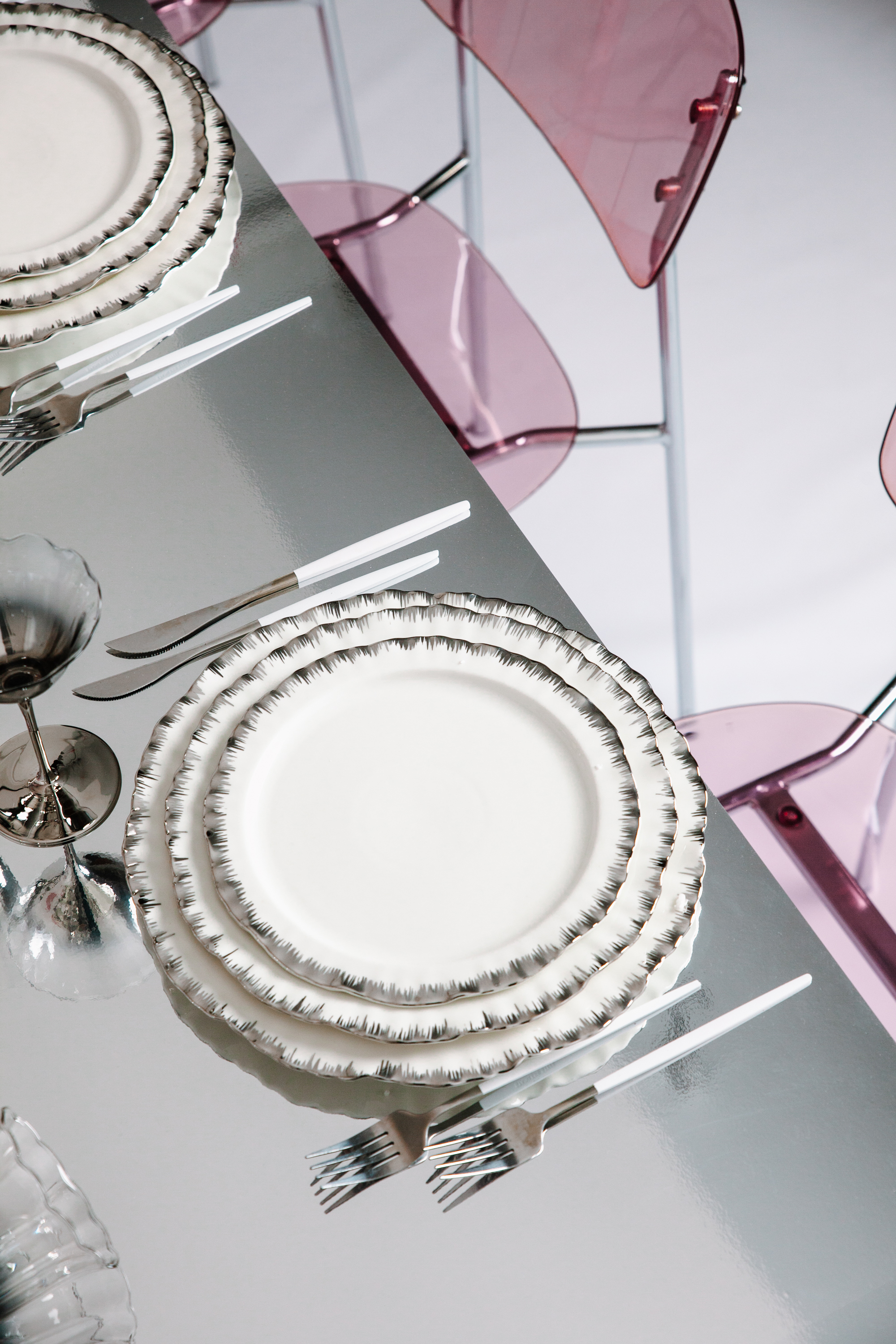 Сет порционных тарелок Подсолнух Серебро