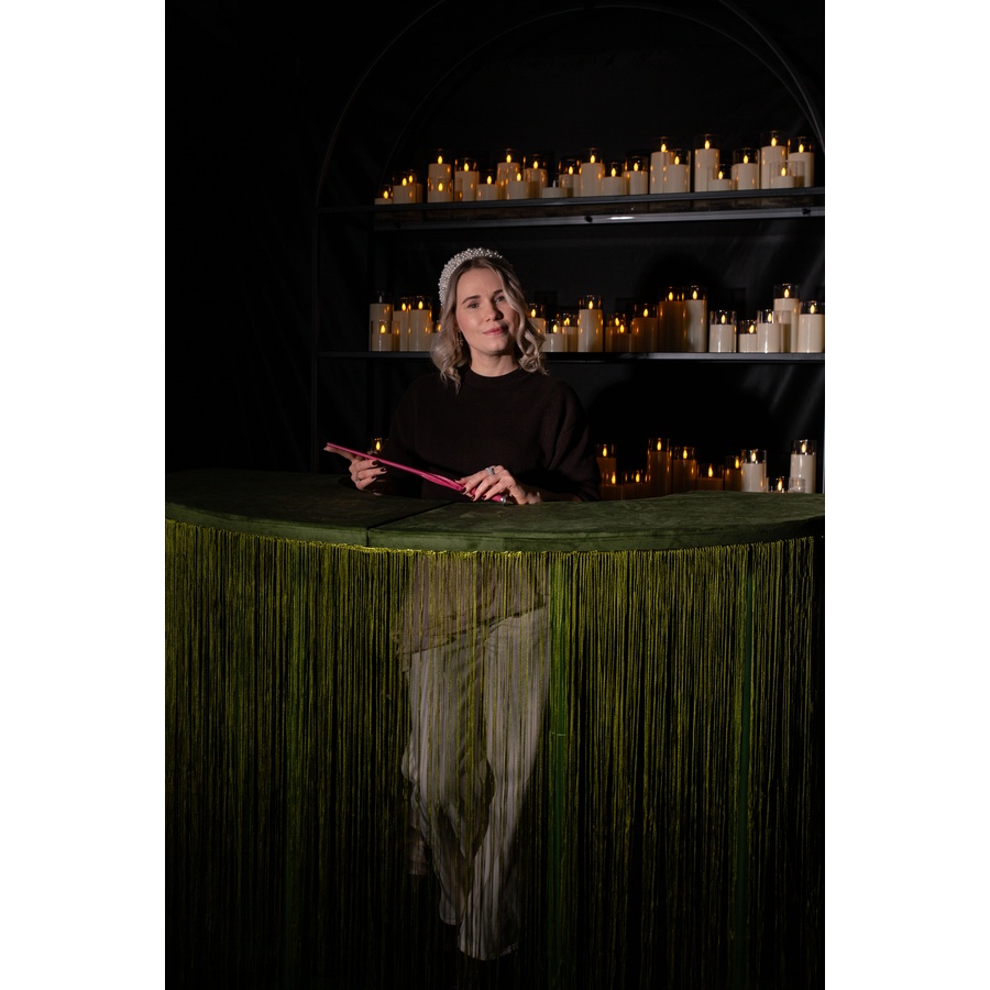 Стол коктейльный Твист Змейка С, Фисташковое пралине + Лесная поляна (телескопические ноги) - Фото миниатюра 7