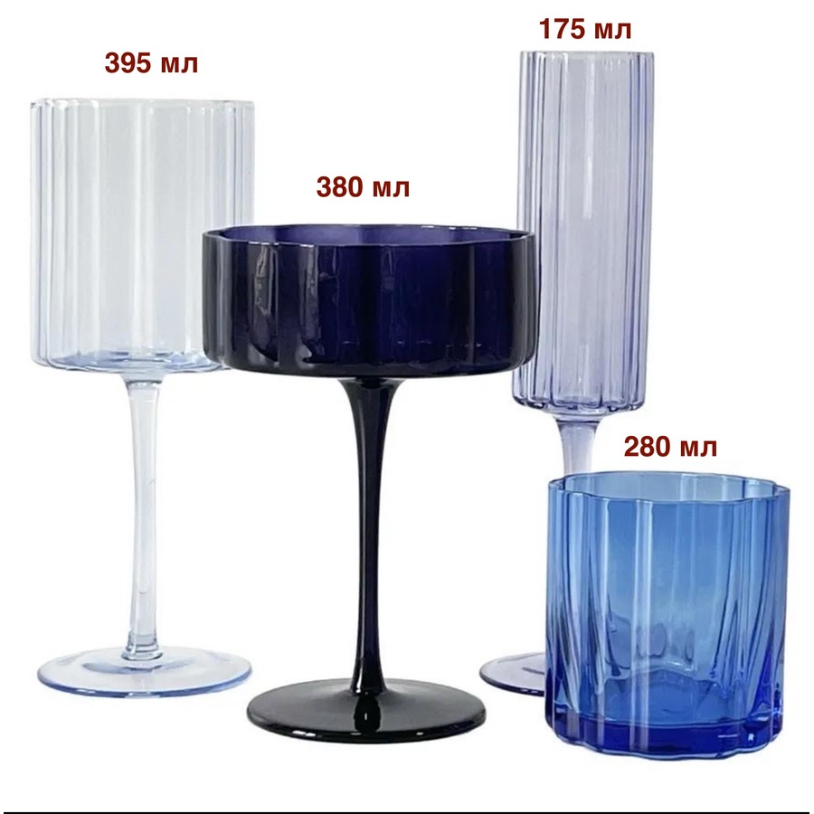 Сет бокалов Сквош Этюд в синем - Фото миниатюра 5
