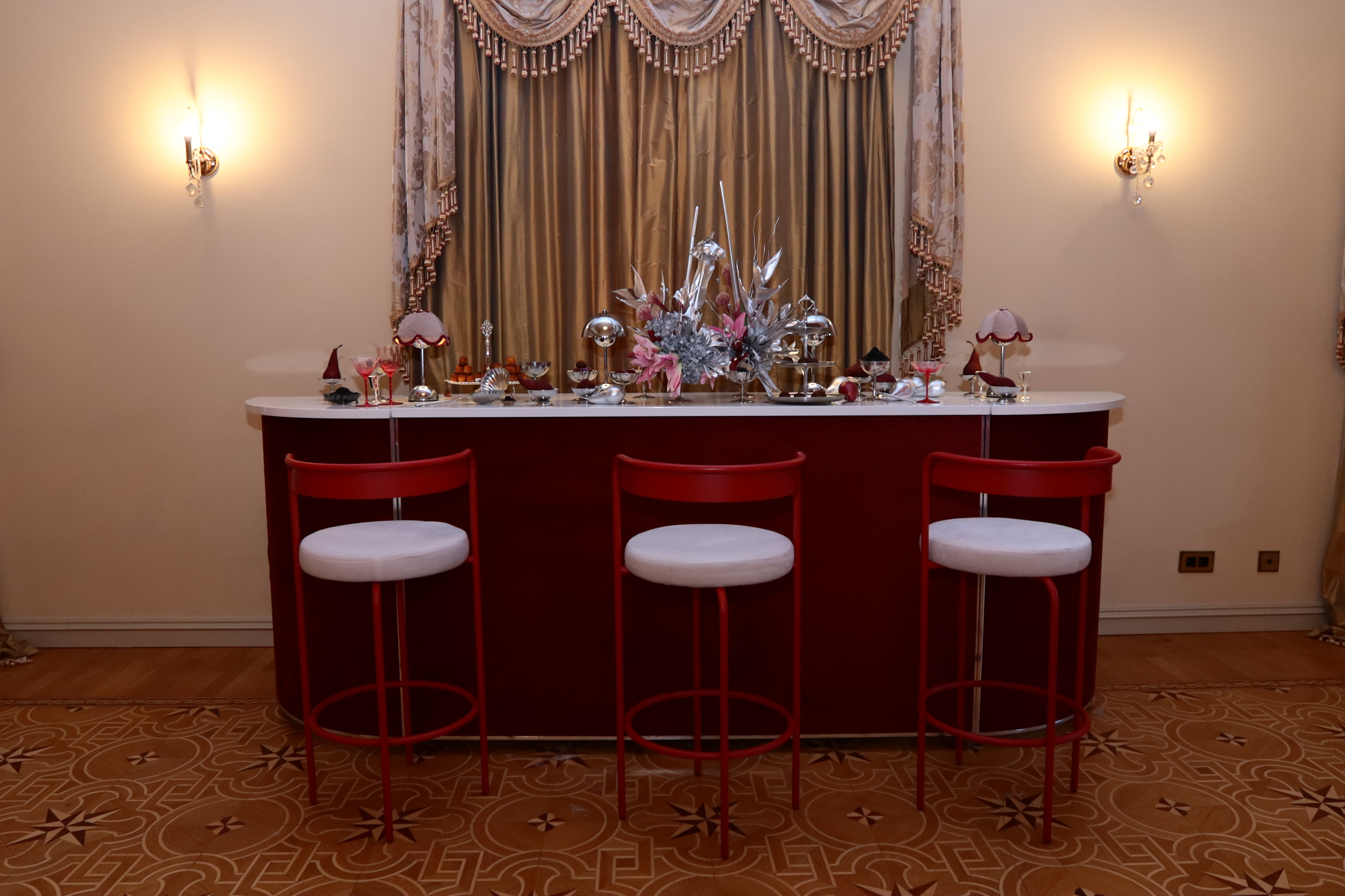 Стул барный Колори Красный бархат + Малиново-красный
