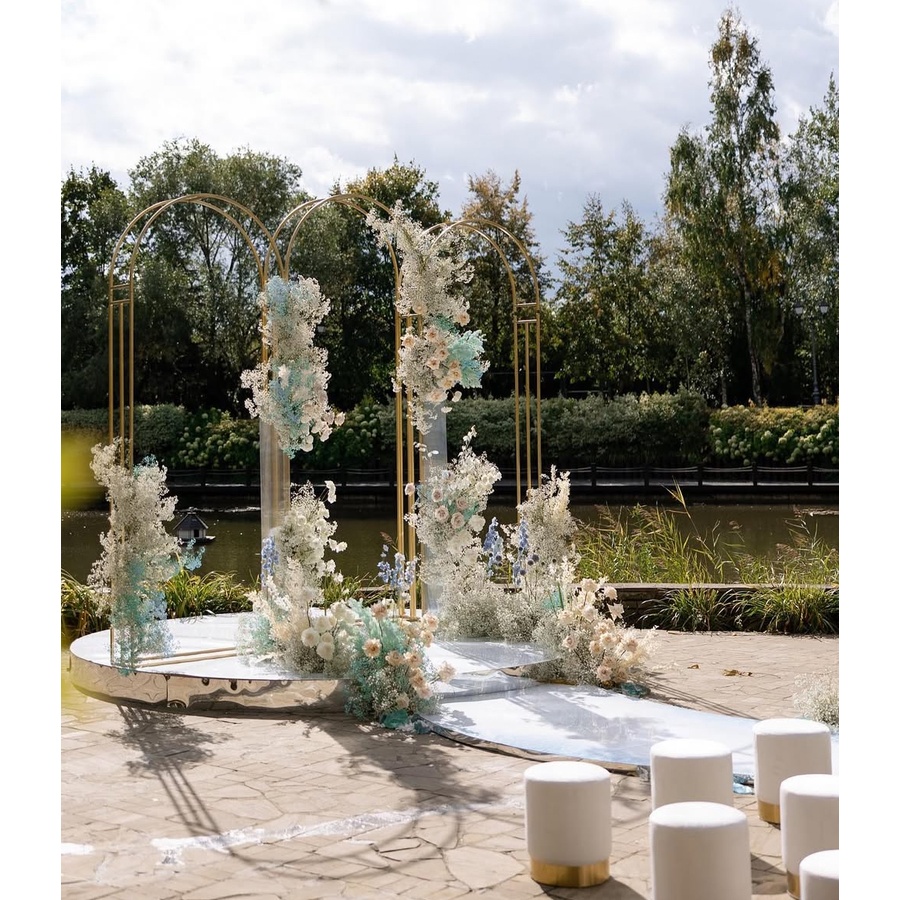 Пуф Цилиндр Золотой обод, молочный велюр - Фото миниатюра 7