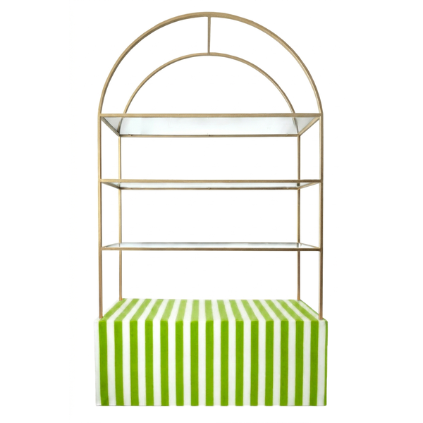 Стеллаж Арчи Золото + тумба зелено-белая полоска  - Фото 1
