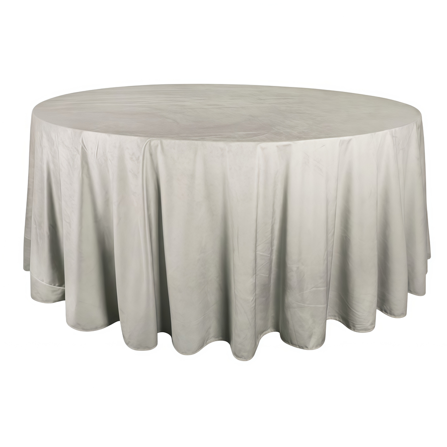 Скатерть круглая бархат светло-серая - Фото основное 1