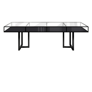 Стол "Loft Black", прозрачная столешница, черное подстолье