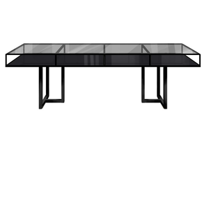 Стол "Loft Black", дымчатая столешница, черное подстолье