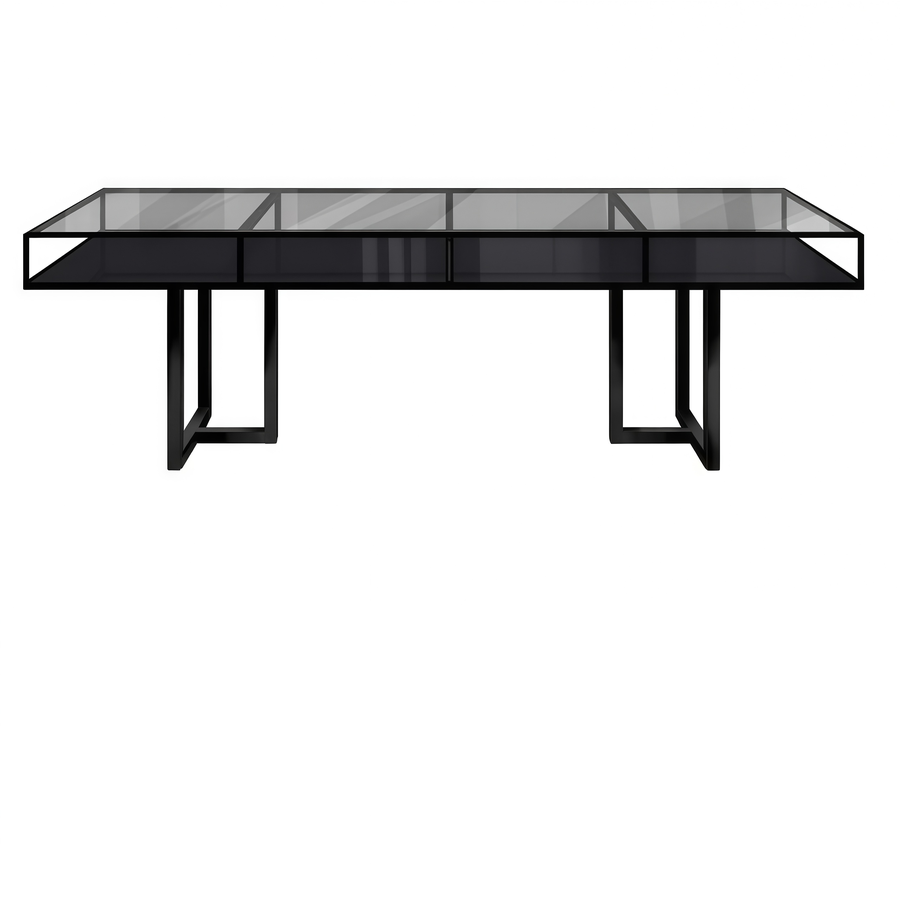 Стол "Loft Black", дымчатая столешница, черное подстолье - Фото основное 1