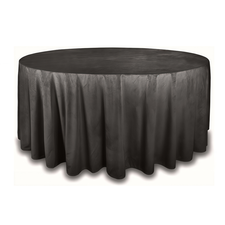 Скатерть круглая бархат графитовая - Фото основное 1